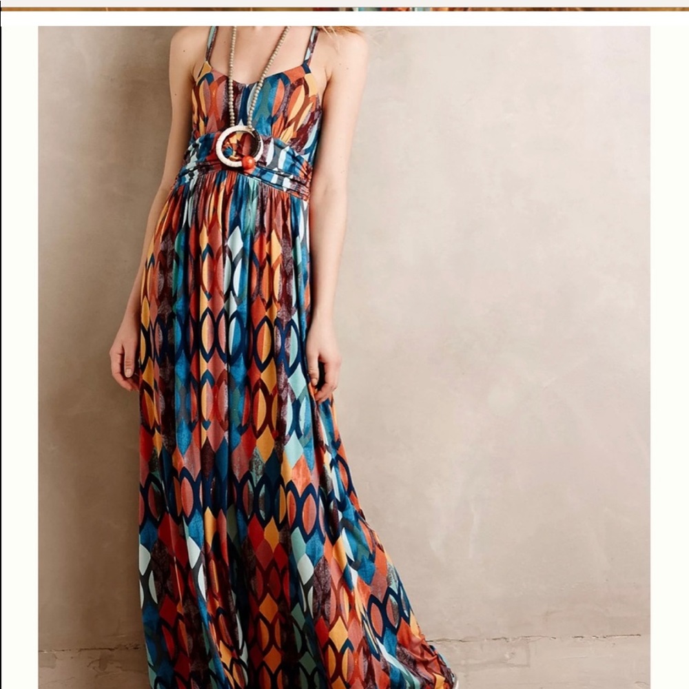 Anthro Maeve Maxi Dress with Cross back